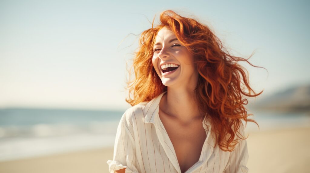 Woman smiling outdoors
